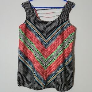 Warehouse One Tribal Chevron Strappy Back Tank Top XL